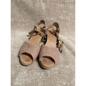 UGG Australia Women's Delmar Open Toe Espadrille Wedge Sandals Tan Size 9.5
